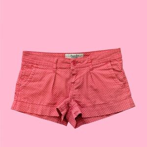 coral polka dot low rise mini shorts